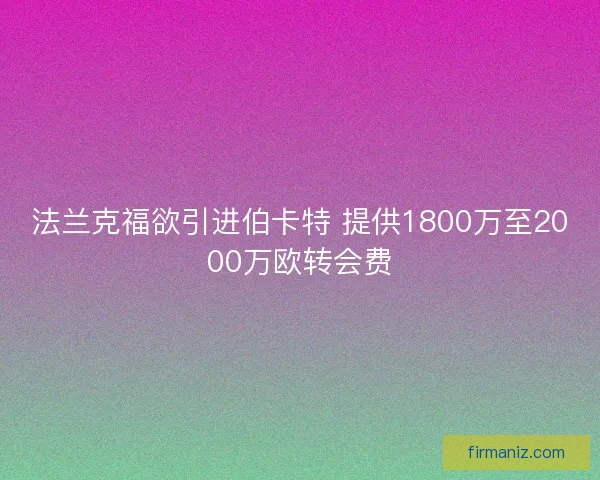 法兰克福欲引进伯卡特 提供1800万至2000万欧转会费